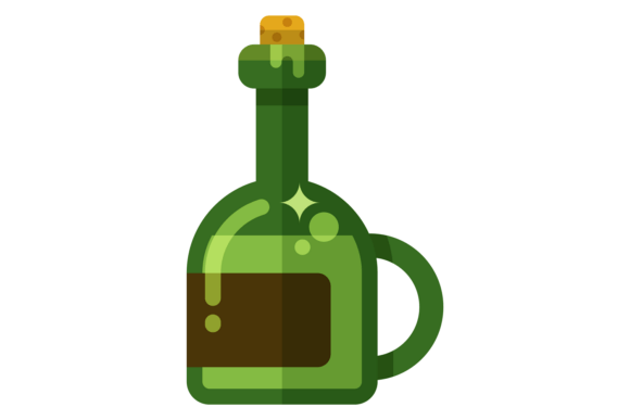 A Green Bottle with a Cork Stopper: Illustrations & Graphics