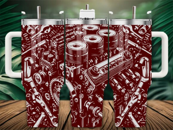 Automotive Engine Graphics for Crafts and Digital Selling