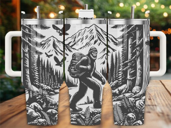 Bigfoot Hiking Tumbler Graphics for Crafts & Editorial Design