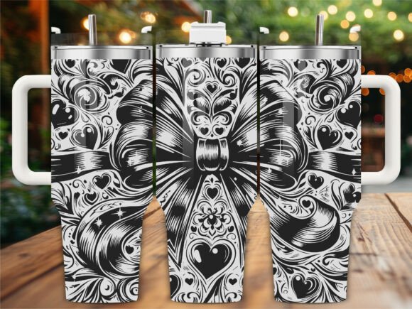 Bow Hearts Love Laser Engraving Tumbler Graphics
