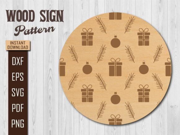 Christmas Gifts Box Ornaments Wood Sign: Graphics & Laser Engraving