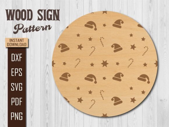 Christmas Santa Hats Laser Wood Sign Graphics for Laser Engraving