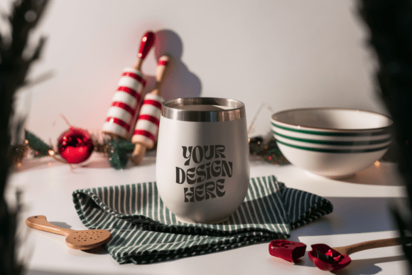 Christmas Wine Tumbler Mockup 5: Product Mockups Graphics Review