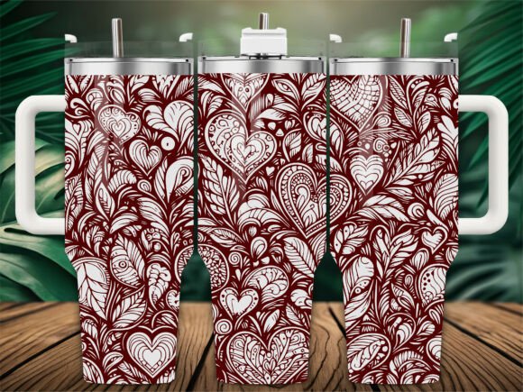 Doodle Hearts Laser Engraving Tumbler Wraps & Graphics