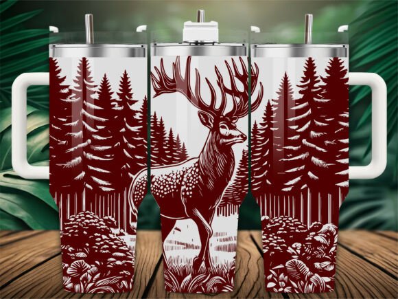 Elk Deer Forest Laser Engraving Tumbler Graphics for Tumbler Wraps