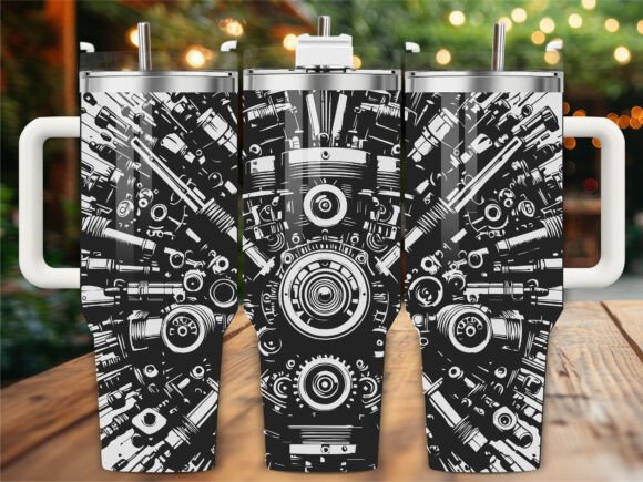 Engine Parts Laser Engraving Tumbler Wraps Graphics