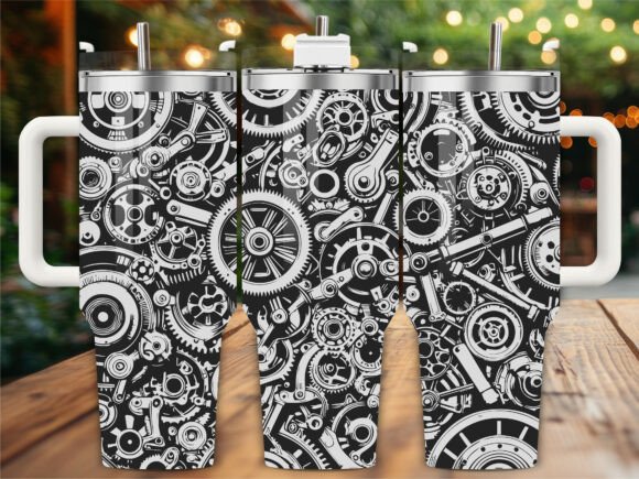Gears Pattern: Industrial Graphics for Crafts & Selling