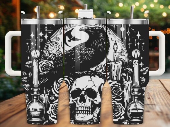 Gothic Raven Graphics for Tumbler Wraps