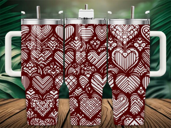 Hearts Pattern Laser Engraving Tumbler Wraps Graphics