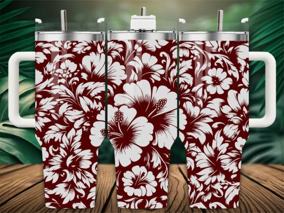 Hibiscus Pattern Laser Engraving Tumbler Graphics & Tumbler Wraps