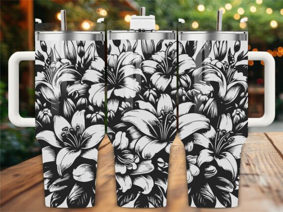 Lily Flower Laser Engraving Tumbler Wrap
