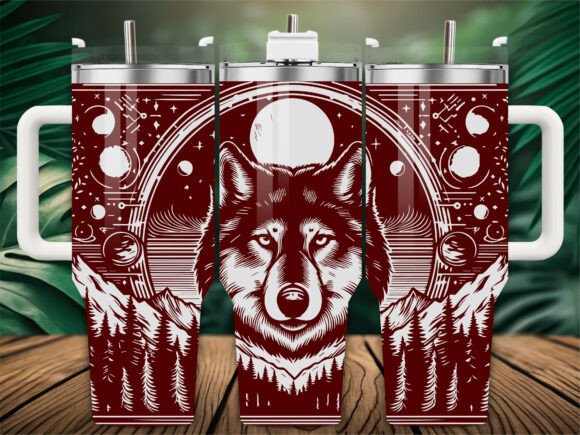 Mountains Wolf Tumbler Graphics for Crafts