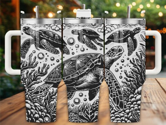 Ocean Turtles Laser Engraving Tumbler Wraps