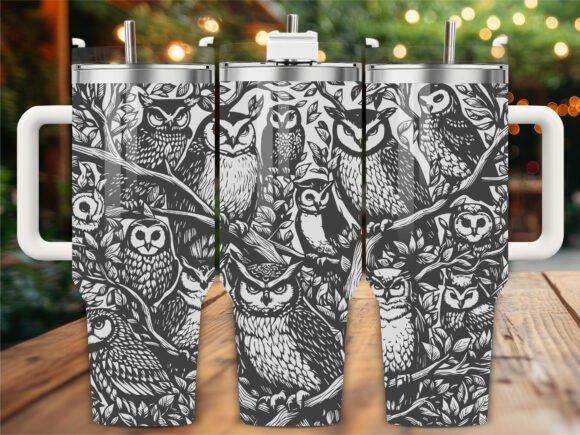 Owls on Branch Tumbler Wrap: Graphics Review for Branding