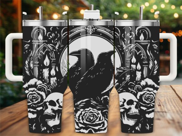Ravens Full Moon Laser Engraving Graphics & Tumbler Wraps