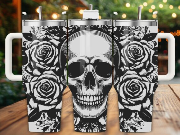 Roses Skull Graphics for Crafts Branding