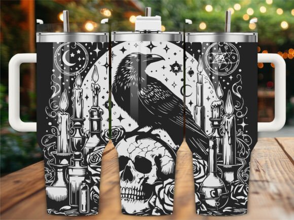 Skull Raven Laser Engraving Tumbler Wrap
