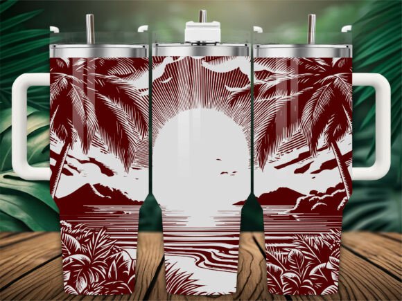 Sunset Palm Tree Graphics for Cricut Crafts