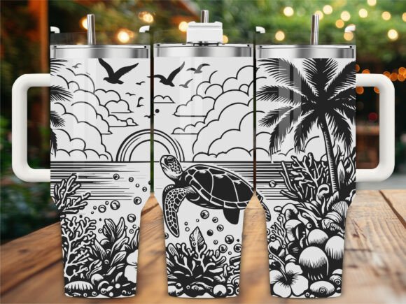 Sunset Turtle Graphics for Crafts & Branding