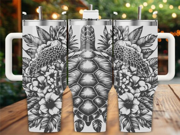 Tropical Turtle Laser Engraving: Tumbler Wraps Graphics