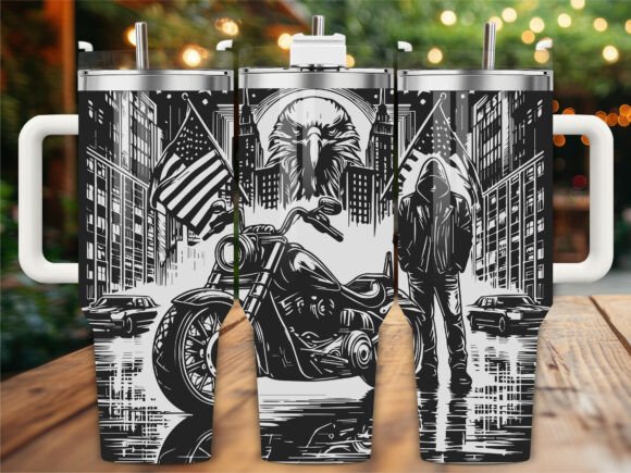 USA Biker Flag Laser Tumbler: Tumbler Wraps & Graphics