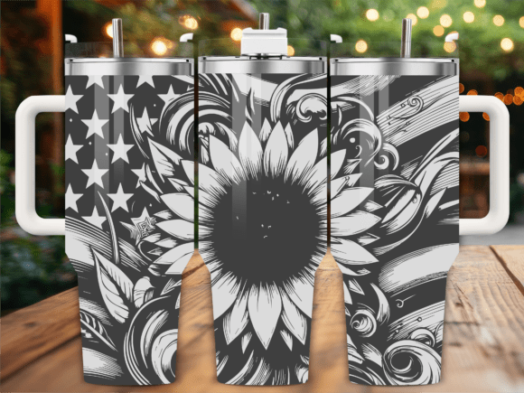 USA Sunflower Graphics for Tumbler Wraps